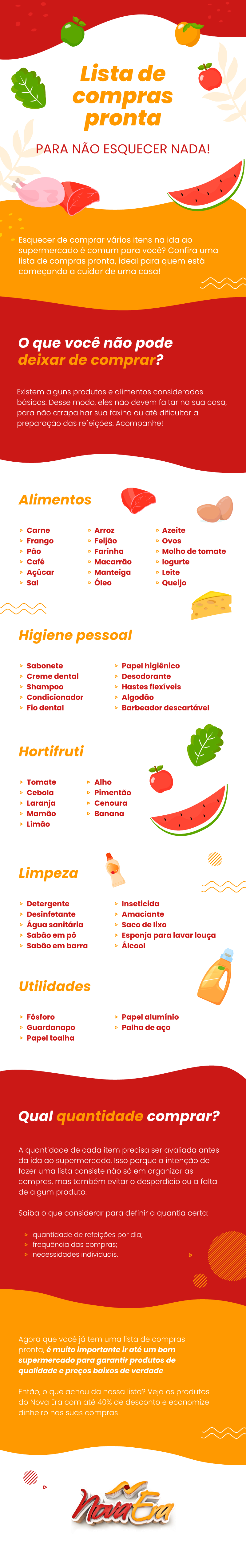 Confira uma sugestão de lista de compras completa e pronta para você usar!